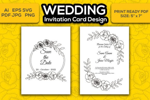 Beautiful Floral Wedding Invitation Design for Print Templates