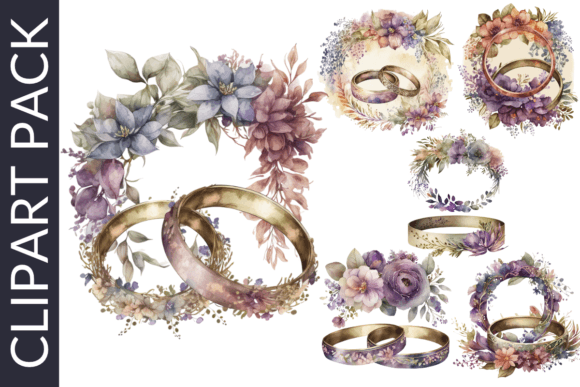 Boho Wedding Rings Watercolor Clipart: A Designer's Essential Asset