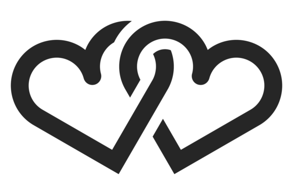 Linked Hearts Symbol. Wedding Love Black: A Designer's Essential