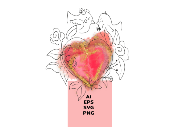 Love Birds Wedding Couple, Heart Gold: A Designer's Delight