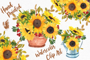 Sunflower Watercolor Clipart for Invitations & Branding