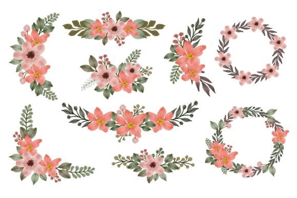 Warm Orange Floral Frames for Wedding Stationery and Design