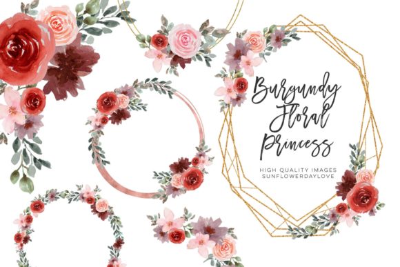 Watercolor Flower Frame Clipart for Wedding & Creative Projects