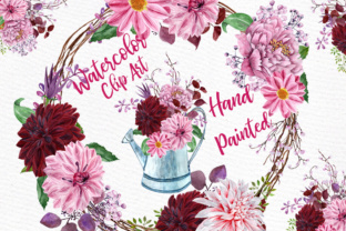 Watercolor Flowers Clipart: Pink Florals for Wedding Design