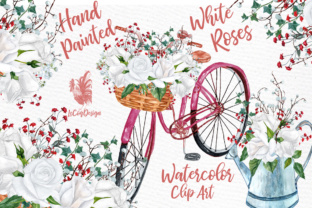Watercolor Roses: White Floral Clipart for Wedding Invitations