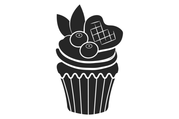 Wedding Berry Cupcake Black Silhouette: Sweet Design Perfection
