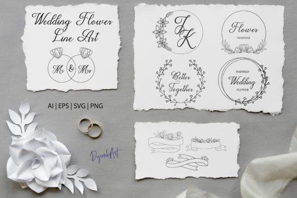 Wedding Flower Line Art: Elegant Vectors for Your Creative Projects